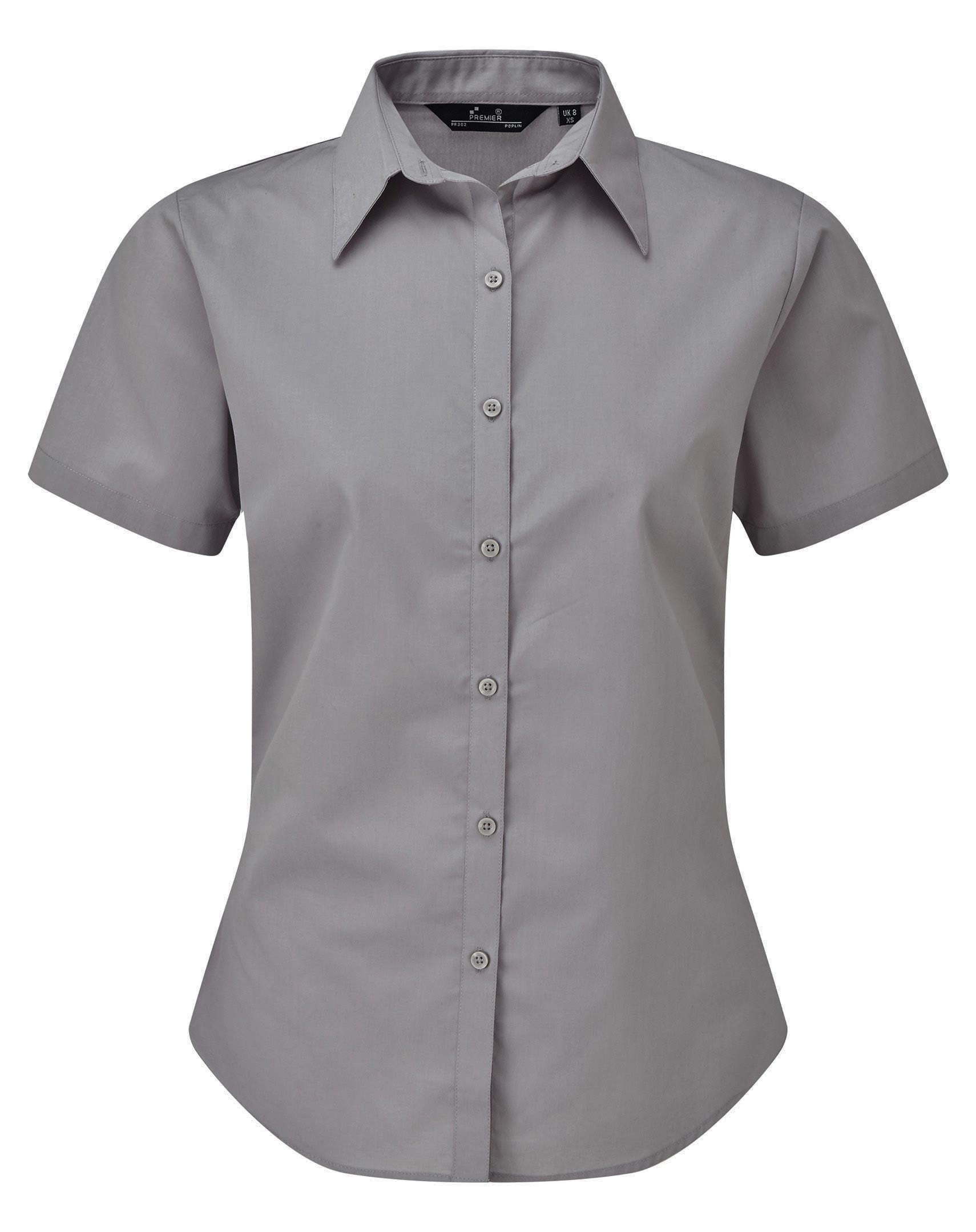 Ladies Poplin Short Sleeve Blouse | STEEL